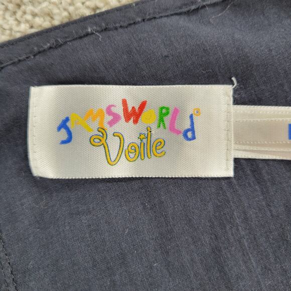 VTG Jams World Voile Zabiscus Dress Womens L Black White Rare Print Side Slit - Picture 2 of 14